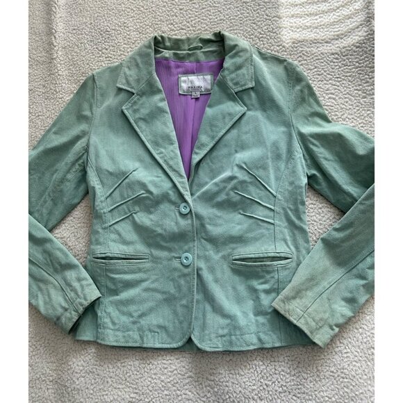 WILSONS LEATHER MAXIMA Suede Blazer Style Jacket Western Lite Green Womens Sz L - Picture 4 of 10